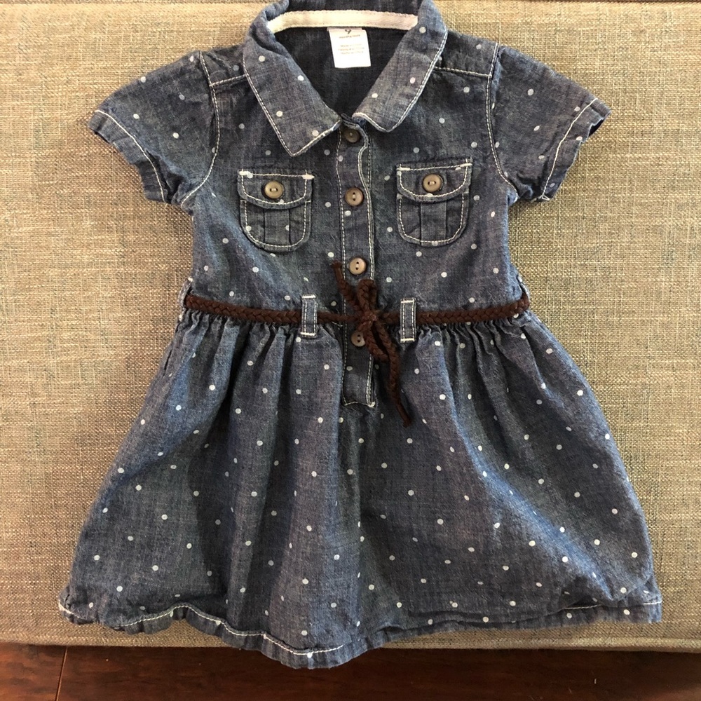 3 for $12 Carters Baby Denim Belted Dress 9 mth